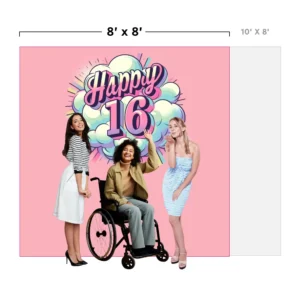 This image depicts a simulation illustrating the scale of a backdrop design in relation to the height of an average person or multiple individuals.