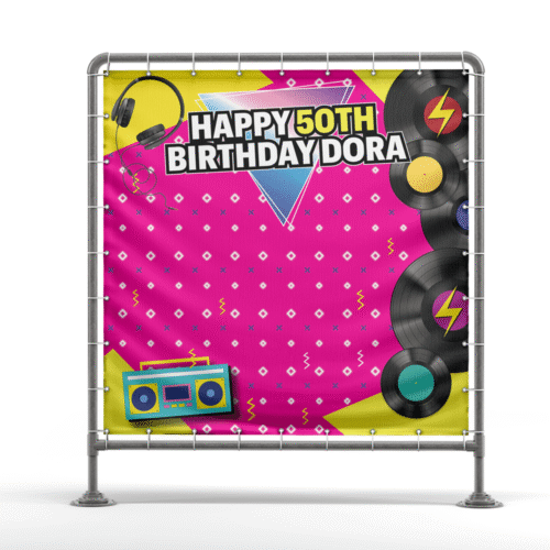 This photo shows an example how the specific backdrop banner looks like.