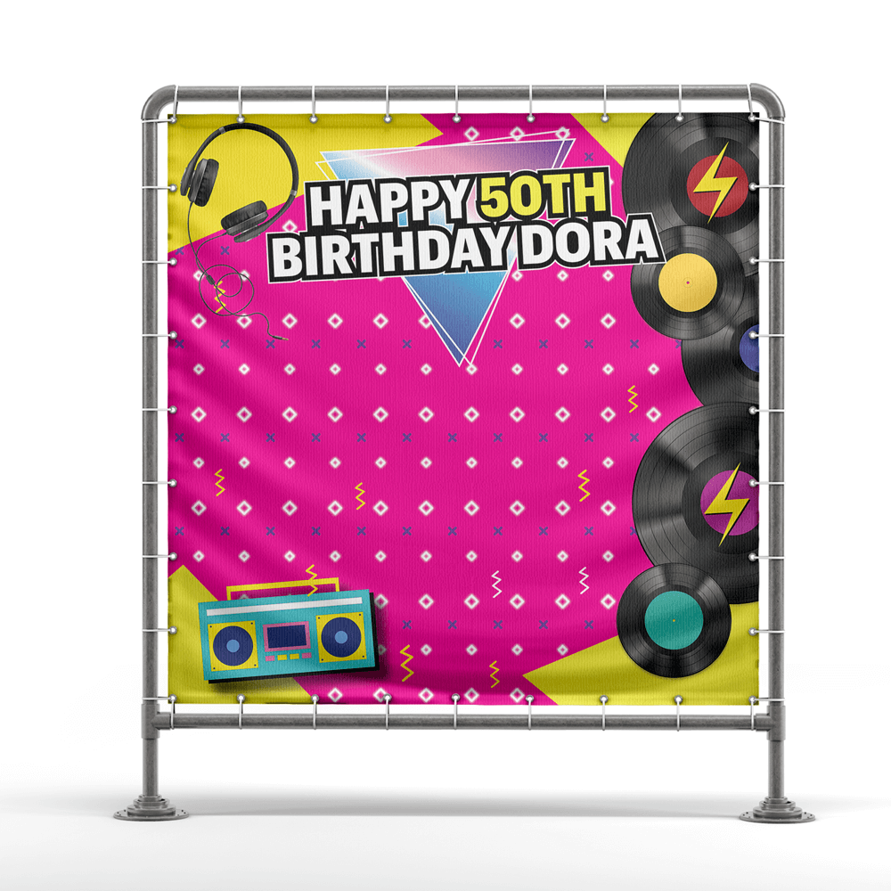This photo shows an example how the specific backdrop banner looks like.