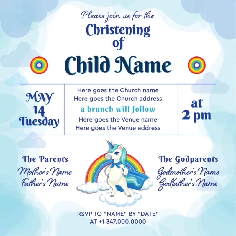 Little Giraffe Printable Christening Invitation for Boys