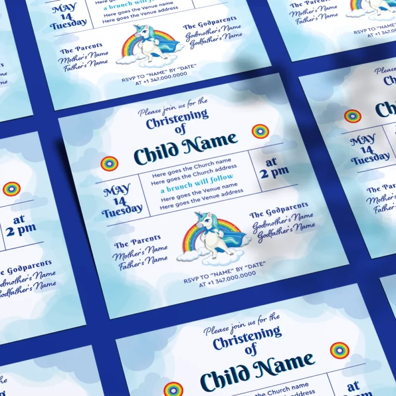 Little Giraffe Printable Christening Invitation for Boys
