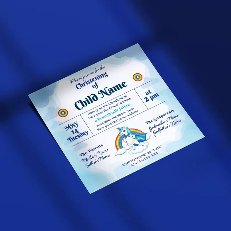 Little Giraffe Printable Christening Invitation for Boys