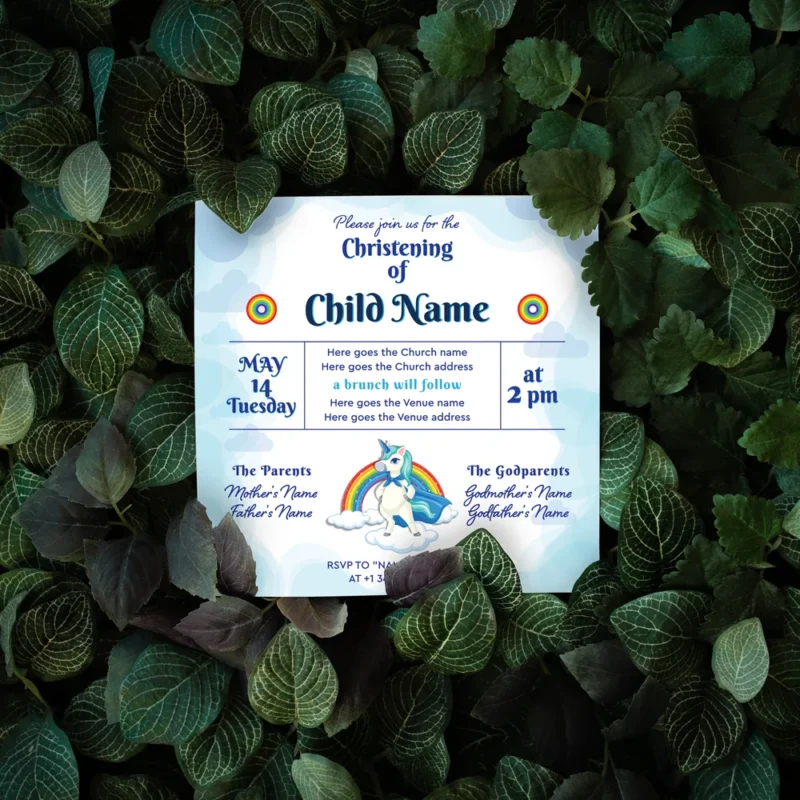 Little Giraffe Printable Christening Invitation for Boys