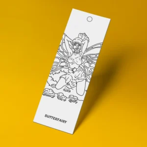 The Butterfly Fairy – a whimsical fantasy character from our Set of 4 Fantasy Coloring Bookmarks. Instantly downloadable and perfect for coloring fun.