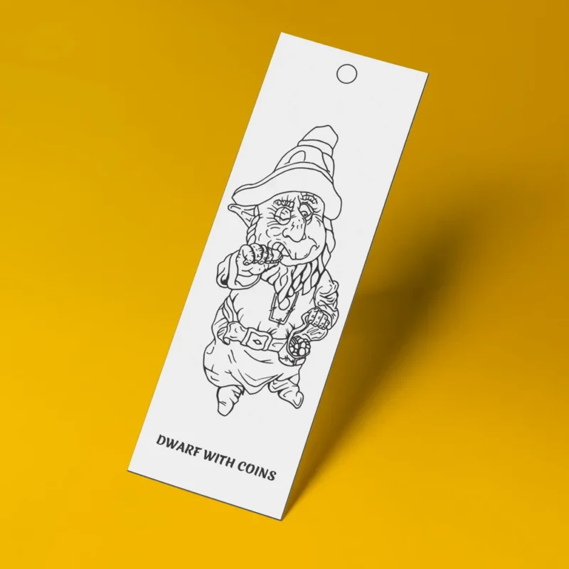 The Dwarf with Coins: A treasure-loving character guarding his hoard.