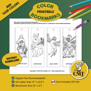 Set of 4 Fantasy Coloring Bookmarks Printable Download