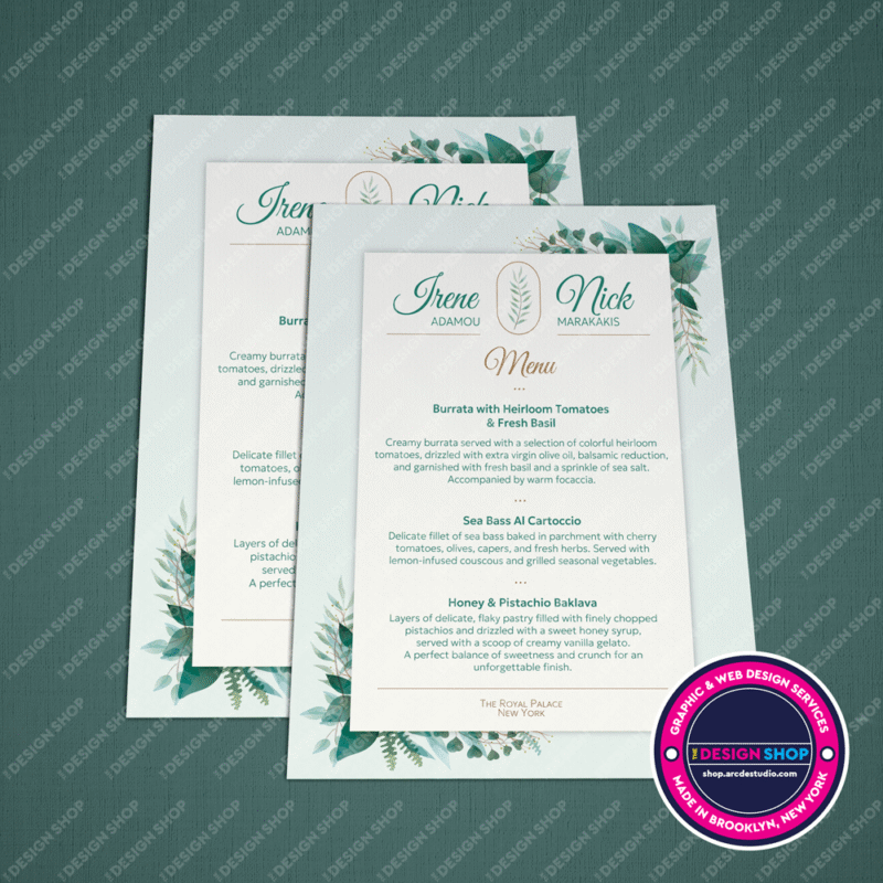 Wedding Table Menu – Soft Green and Light Beige Tones - Image 4