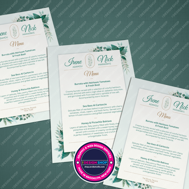 Wedding Table Menu – Soft Green and Light Beige Tones - Image 5