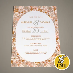 Single Page Front Side Wedding Invitation-Boho-Flowers