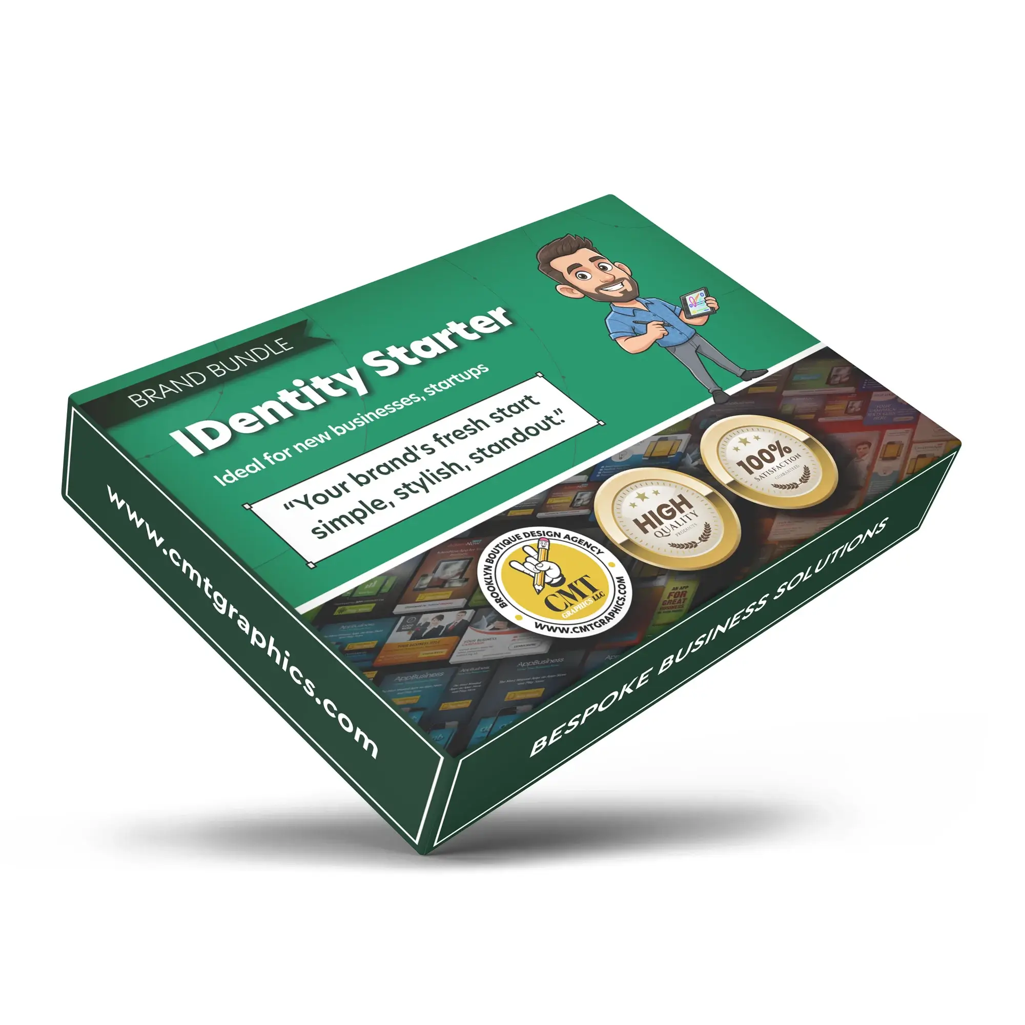 Image features a packaging mockup for the IDentity Starter Brand Bundle.