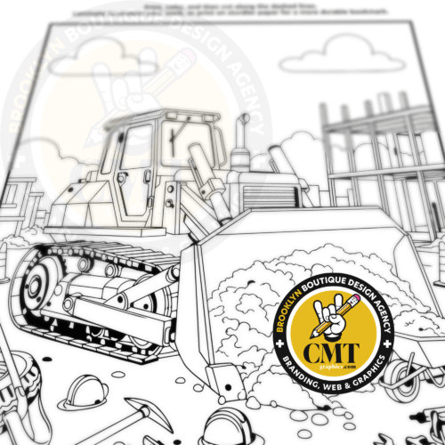 Bulldozer Coloring Page - Instant PDF Download