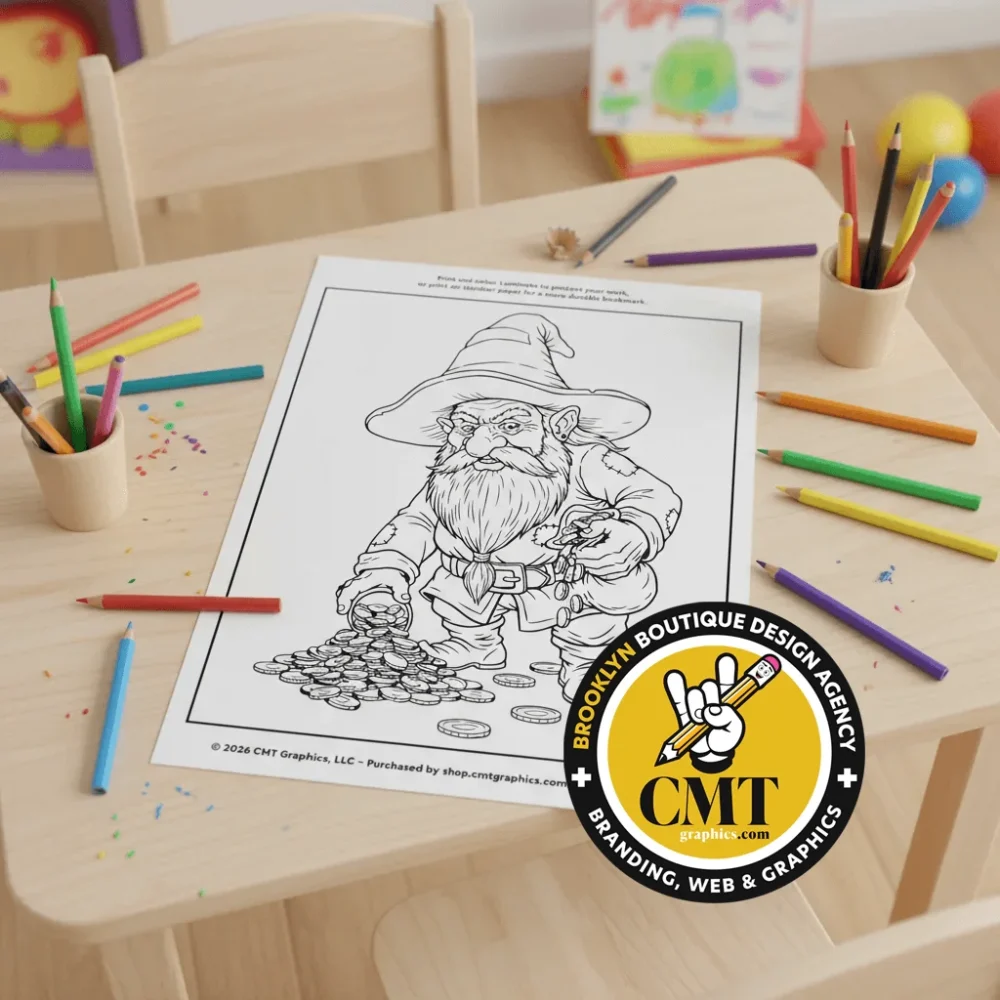 Dwarf with Coins Coloring Page | Instant PDF Download Dwarf with Coins Coloring Page | Instant PDF Download