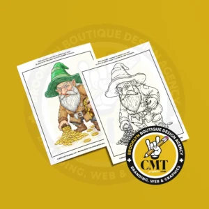 Dwarf with Coins Coloring Page | Instant PDF Download Dwarf with Coins Coloring Page | Instant PDF Download