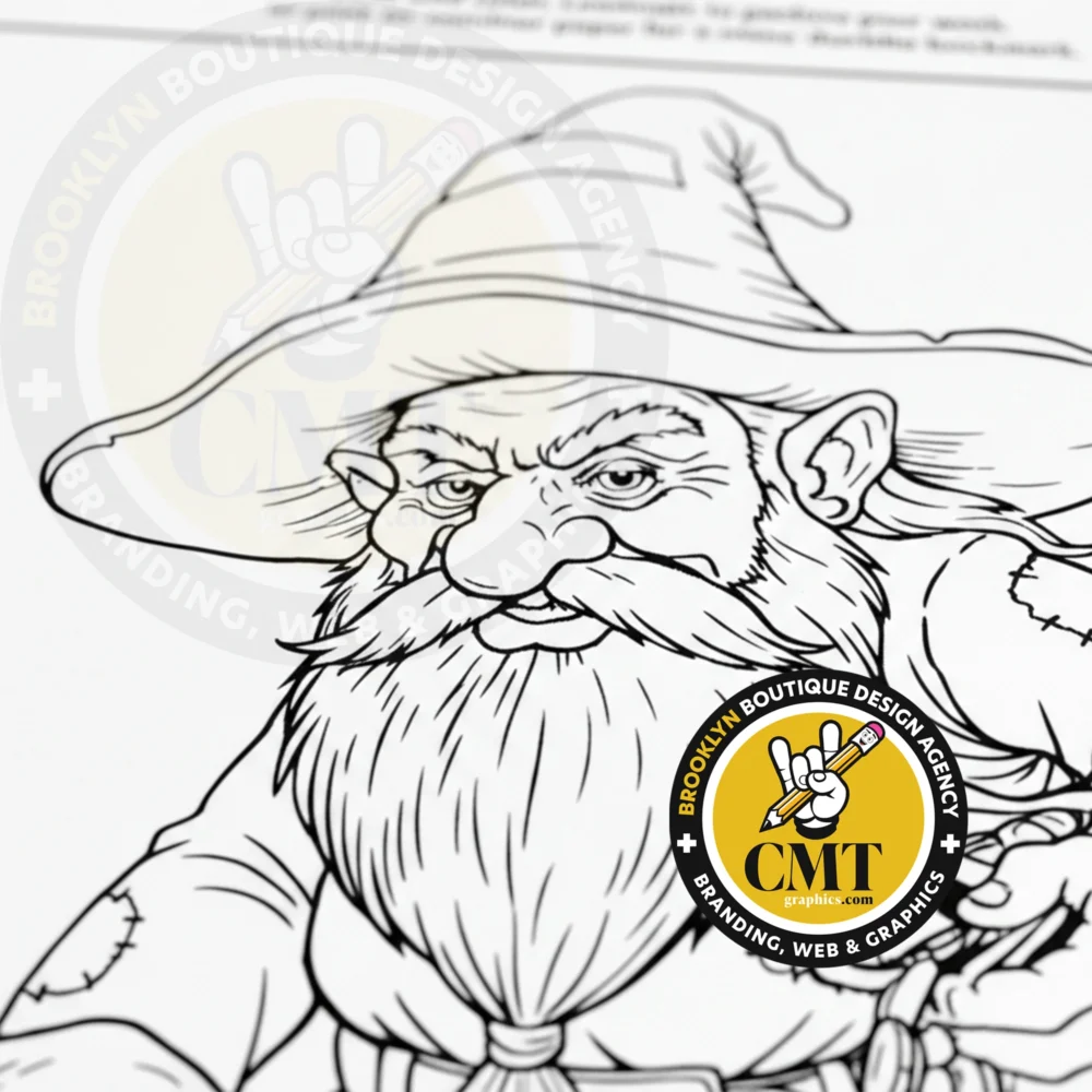 Dwarf with Coins Coloring Page | Instant PDF Download Dwarf with Coins Coloring Page | Instant PDF Download