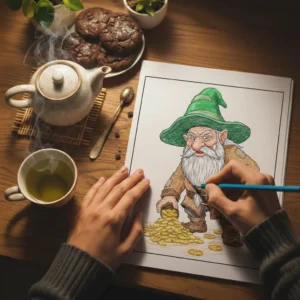 Dwarf with Coins Coloring Page | Instant PDF Download Dwarf with Coins Coloring Page | Instant PDF Download