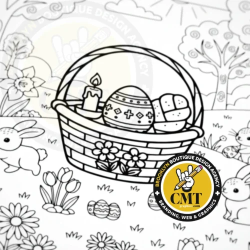 Easter Eggs Basket Coloring Page | Instant PDF Download