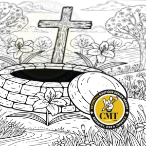 Empty Tomb with Cross Coloring Page | Instant PDF Download Empty Tomb with Cross Coloring Page | Instant PDF Download