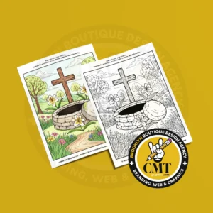 Empty Tomb with Cross Coloring Page | Instant PDF Download Empty Tomb with Cross Coloring Page | Instant PDF Download