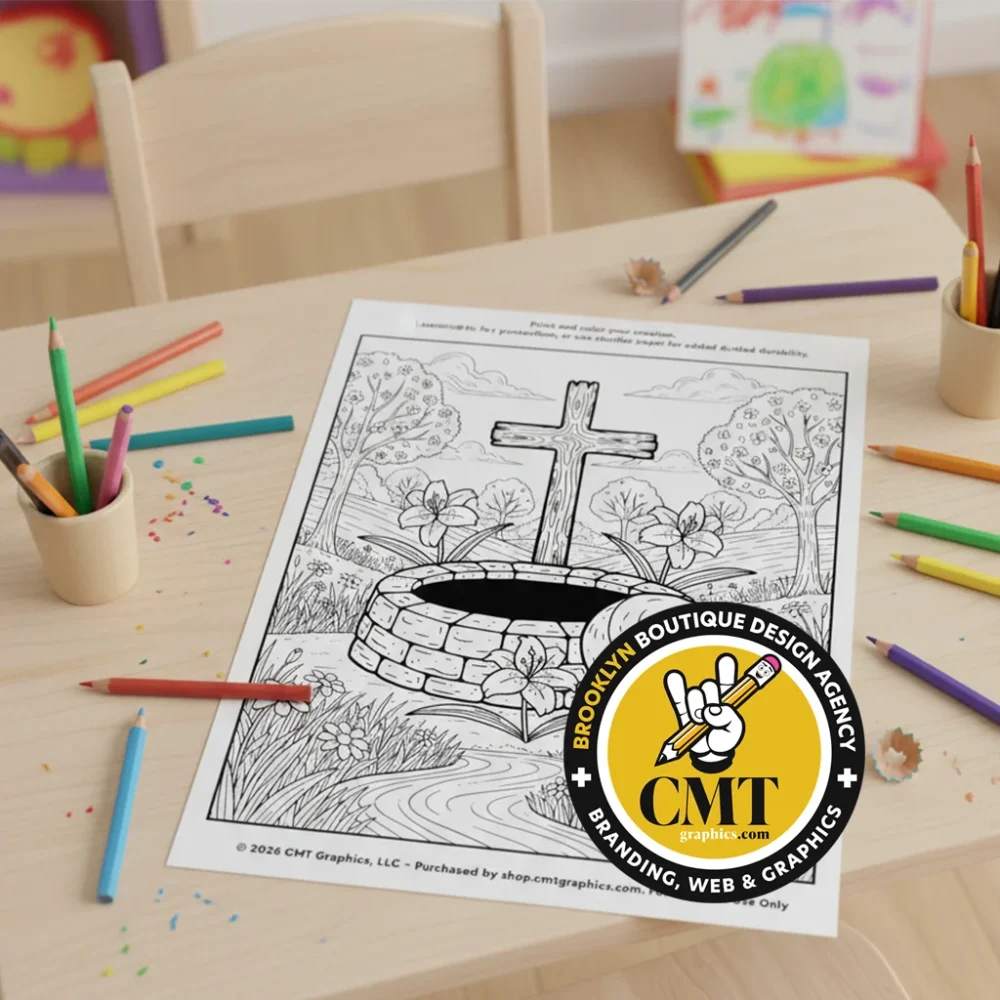 Empty Tomb with Cross Coloring Page | Instant PDF Download Empty Tomb with Cross Coloring Page | Instant PDF Download