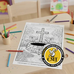 Empty Tomb with Cross Coloring Page | Instant PDF Download Empty Tomb with Cross Coloring Page | Instant PDF Download