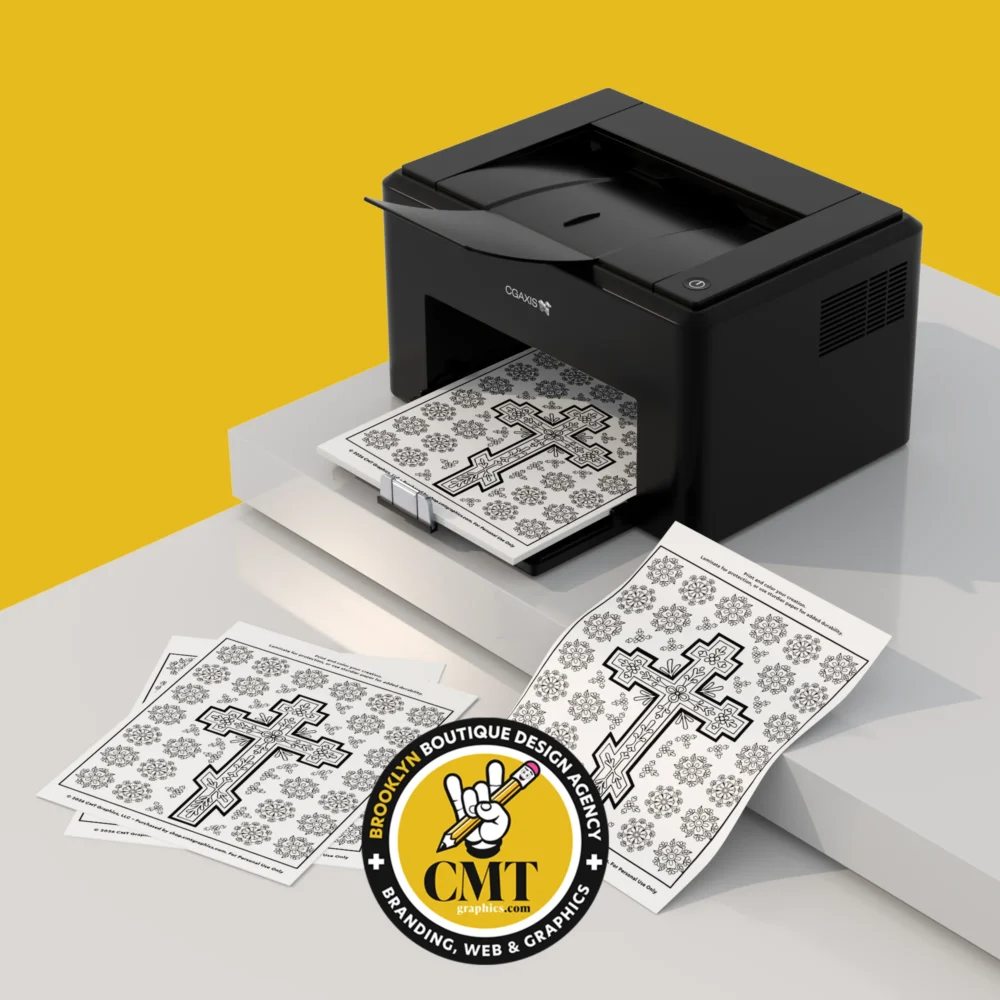 Floral Eastern Orthodox Christian Cross Coloring Page