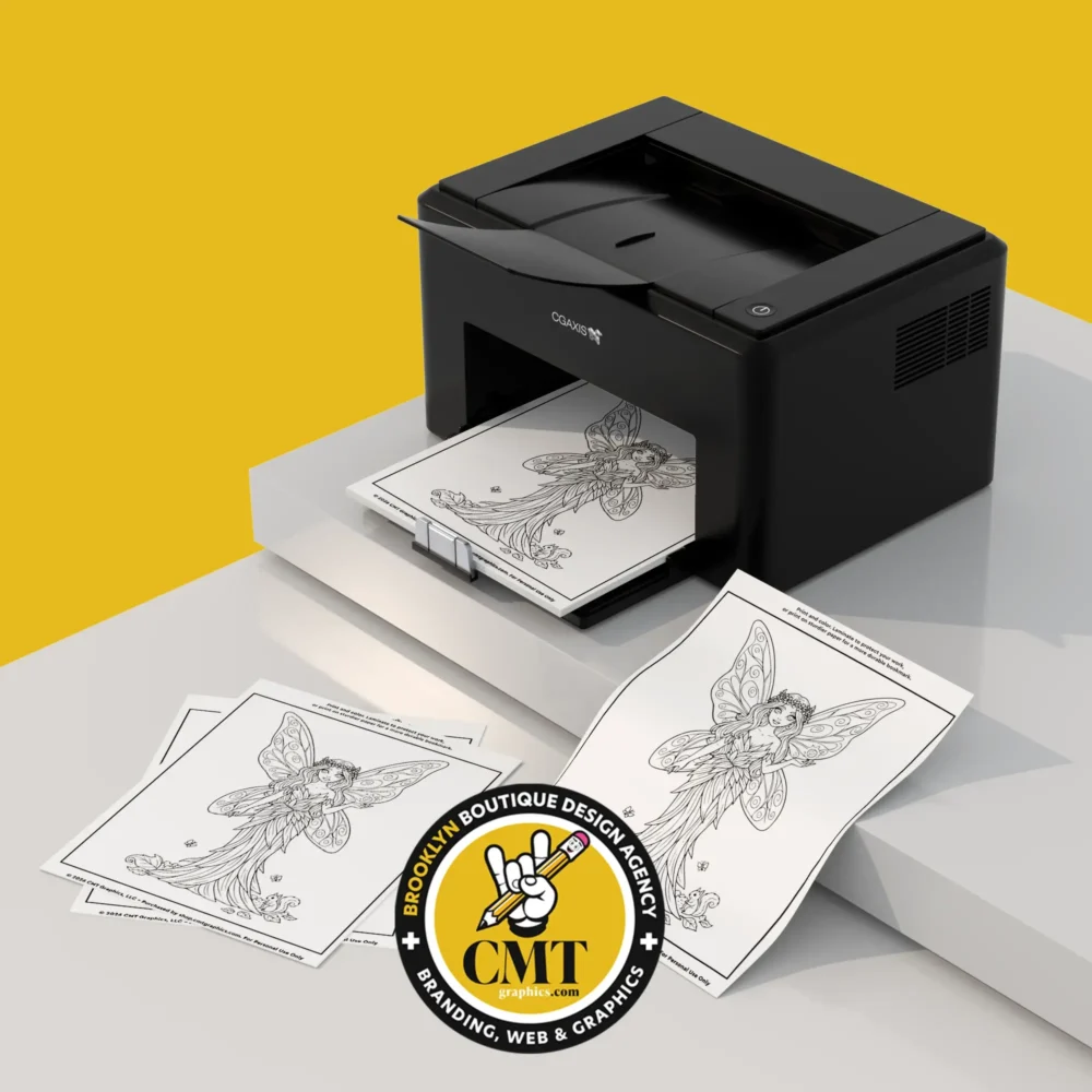 Lyria Moonwhisper Fairy Coloring Page - Instant PDF Download