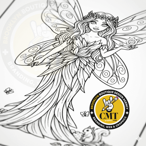 Lyria Moonwhisper Fairy Coloring Page - Instant PDF Download