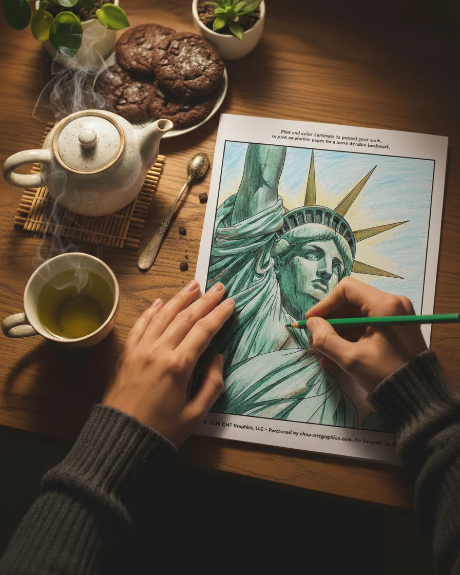 Statue of Liberty Coloring Page | Instant Download