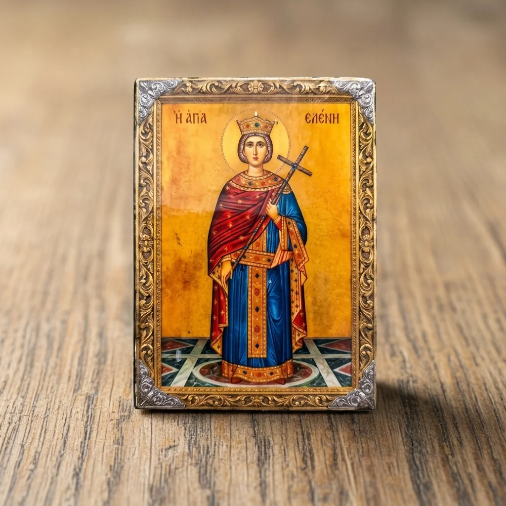 Saint Helen Orthodox Wooden Mounted Icon | Handmade on Wood