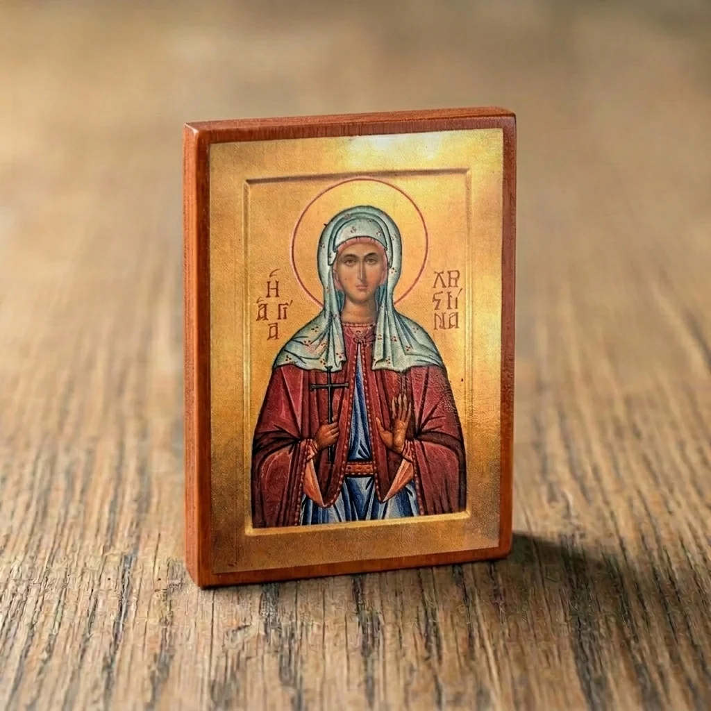 Saint Christina the Great Martyr of Tyre Orthodox wooden mounted icon handmade in Brooklyn NY