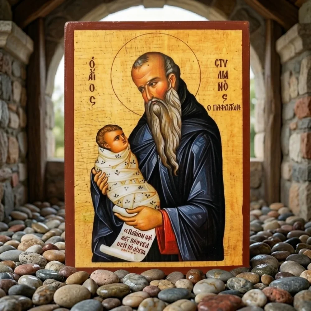 Saint Stylianos of Paphlagonia – Orthodox Wooden Mounted Icon